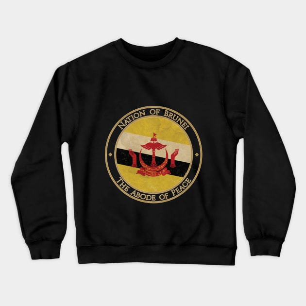 Vintage Nation of Brunei the Abode of Peace Asia Asian Flag Crewneck Sweatshirt by DragonXX